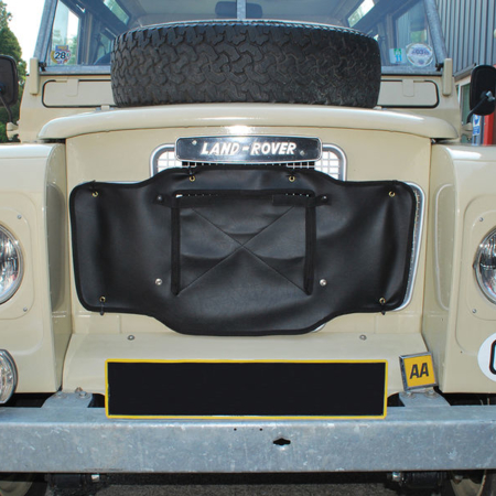 DA2160 BLACK RAD MUFF LATE S2A & S3, BLACK RAD MUFF WITH BLACK EDGING FITS LAND ROVER LATE SERIES 2A WITH HEADLAMPS IN FRONT WINGS & SERIES 3 MODELS
